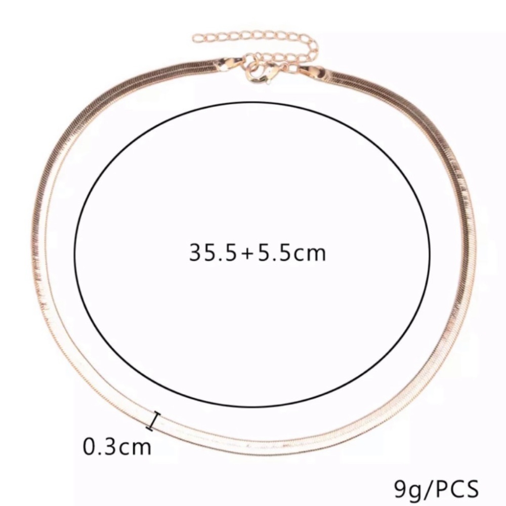 NEW NECKLACE 18K GOLD HERRINGBONE CHAIN NECKLACE - Picture 6 of 6
